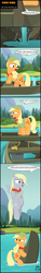 Size: 2124x13814 | Tagged: safe, artist:toxic-mario, applejack, derpy hooves, g4, absurd resolution, backstory, belly, camp friendship, canoe, comic, filly, food, muffin