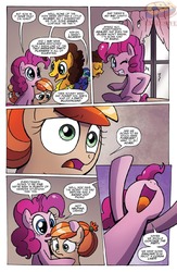 Size: 900x1384 | Tagged: safe, artist:agnesgarbowska, idw, official comic, aurora muffin, cheese sandwich, java bolt, pinkie pie, pumpkin twizzle, friends forever #34, g4, my little pony: friends forever, spoiler:comic