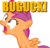 Size: 1073x1024 | Tagged: safe, scootaloo, chicken, g4, female, image macro, meme, onomatopoeia, scootachicken, simple background, solo, white background, yellow text