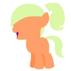 Size: 5000x5000 | Tagged: safe, artist:destruct1veg33k, oc, oc only, oc:melon flesh, absurd resolution, base used, female, filly, happy, minimalist, ponytail, simple background, smiling, solo, standing