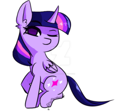 Size: 1024x946 | Tagged: safe, artist:oreomonsterr, twilight sparkle, alicorn, pony, g4, female, one eye closed, simple background, solo, transparent background, twilight sparkle (alicorn), wink