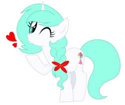 Size: 2264x1909 | Tagged: safe, artist:azure-art-wave, oc, oc only, pony, unicorn, bow, braid, hair bow, heart, kissing, simple background, solo, transparent background