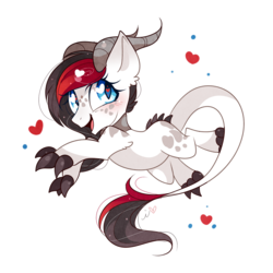 Size: 1200x1200 | Tagged: safe, artist:ipun, oc, oc only, oc:fay, dracony, hybrid, blushing, heart, heart eyes, looking back, open mouth, simple background, smiling, solo, transparent background, wingding eyes
