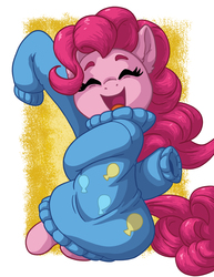 Size: 1275x1650 | Tagged: safe, artist:latecustomer, part of a set, pinkie pie, earth pony, pony, g4, clothes, cute, diapinkes, eyes closed, female, mare, open mouth, oversized clothes, solo, sweater