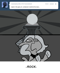 Size: 666x800 | Tagged: safe, artist:egophiliac, princess luna, moonstuck, g4, cartographer's cap, column, element of harmony, female, filly, grayscale, hat, lunar stone, monochrome, orb, solo, woona, woonoggles, younger