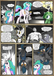 Size: 1363x1920 | Tagged: safe, artist:pencils, limestone pie, princess celestia, oc, oc:anon, oc:jade aurora, oc:padlock, oc:speck, alicorn, bat pony, earth pony, human, pony, unicorn, comic:anon's pie adventure, g4, :o, behaving like a bat, belt, belt buckle, butt, candle, chest fluff, choker, church, clerical robes, clothes, comic, confused, crown, cute, dock, fangs, female, flying, frog (hoof), frown, glare, glowing eyes, grammar error, hair over one eye, human male, jewelry, looking up, male, mare, mind control, misunderstanding, monochrome, necklace, noodle incident, open mouth, pants, partial color, plot, pointing, possessed, question mark, regalia, robes, shirt, smiling, spread wings, stained glass, sunbutt, thought bubble, underhoof, upside down, weapons-grade cute, wide eyes