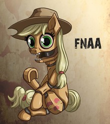 Size: 1500x1700 | Tagged: safe, artist:starbat, applejack, earth pony, pony, robot, robot pony, five nights at aj's, g4, animatronic, crossover, female, five nights at freddy's, halloween, mare, solo