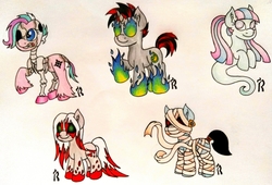 Size: 4144x2819 | Tagged: safe, artist:dawn-designs-art, oc, oc only, ghost, undead, zombie, colt, damned, female, filly, halloween, hellfire, male, mummy