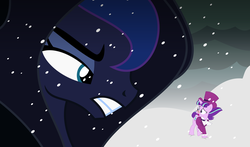 Size: 12048x7087 | Tagged: dead source, safe, artist:snapshot1994, princess luna, snowfall frost, spirit of hearth's warming yet to come, starlight glimmer, a hearth's warming tail, g4, absurd resolution, blizzard, snow, snowfall
