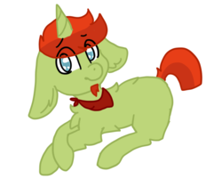 Size: 649x521 | Tagged: safe, artist:rainbowcrystalarts, oc, oc only, oc:dragon heart, pony, unicorn, bandana, chest fluff, clothes, cute, ear fluff, facial hair, floppy ears, fluffy, goatee, leg fluff, looking at you, lying down, male, no armor, no pupils, scarf, simple background, solo, stallion, white background