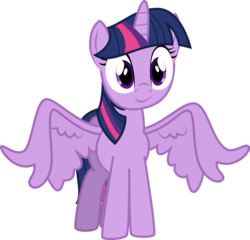 Size: 1125x1080 | Tagged: safe, artist:iknowpony, twilight sparkle, alicorn, pony, top bolt, female, hooves, horn, looking at you, mare, simple background, smiling, solo, spread wings, transparent background, twilight sparkle (alicorn), vector, wings