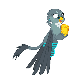 Size: 857x931 | Tagged: safe, artist:iknowpony, gabby, griffon, g4, the fault in our cutie marks, .svg available, animated, clothes, cute, female, flying, gabbybetes, gif, open mouth, simple background, smiling, socks, solo, spread wings, striped socks, transparent background, vector, wings
