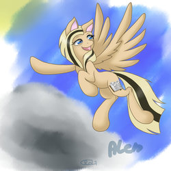 Size: 1024x1024 | Tagged: dead source, safe, artist:alcidence, oc, oc only, oc:alen d, earth pony, pegasus, pony, flying, solo