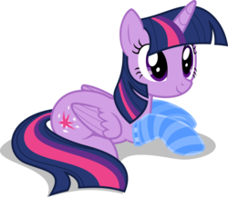 Size: 2048x1780 | Tagged: safe, artist:jp, derpibooru exclusive, twilight sparkle, alicorn, pony, g4, to where and back again, clothes, female, prone, simple background, smiling, socks, solo, striped socks, transparent background, twilight sparkle (alicorn)