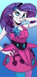 Size: 571x1200 | Tagged: safe, artist:setoya, rarity, equestria girls, g4, clothes, dress, female, hand on hip, looking at you, nail polish, smiling, solo