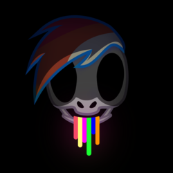 Size: 2000x2000 | Tagged: dead source, safe, artist:nevermattie, rainbow dash, g4, bone, bust, colored, female, high res, night, open mouth, portrait, simple background, skull, solo