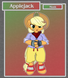 Size: 1688x1950 | Tagged: safe, artist:brownie-bytes, part of a set, applejack, earth pony, anthro, unguligrade anthro, g4, female, final fantasy, monk, solo