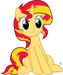 Size: 1800x2109 | Tagged: safe, artist:arifproject, sunset shimmer, pony, unicorn, g4, :3, cute, female, mare, shimmerbetes, simple background, sitting, sitting catface meme, solo, transparent background, vector