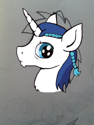 Size: 1200x1600 | Tagged: safe, artist:paskanaakka, derpibooru exclusive, shining armor, g4, alternate hairstyle, braid, chin fluff, male, solo