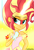 Size: 1024x1502 | Tagged: dead source, safe, artist:wubcakeva, sunset shimmer, equestria girls, g4, my little pony equestria girls: friendship games, bare shoulders, clothes, daydream shimmer, female, fingerless gloves, gloves, lip bite, sleeveless, solo, strapless