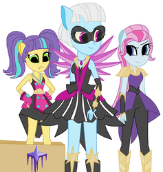 Size: 1196x1260 | Tagged: safe, artist:3d4d, photo finish, pixel pizazz, violet blurr, equestria girls, g4, my little pony equestria girls: legend of everfree, base used, boots, clothes swap, crystal guardian, crystal wings, high heel boots, ponied up, shoes, the snapshots