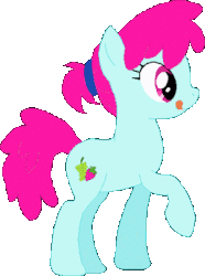 Size: 298x400 | Tagged: safe, fruit pack, ruby splash, earth pony, pony, g4, female, gif, hungry, mare, missing accessory, non-animated gif, simple background, solo, transparent background