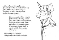 Size: 1280x876 | Tagged: safe, artist:adlaz, oc, oc only, oc:snowy, pony, rabbit, unicorn, comic:snowy's adventure, animal prey, cyoa, female, fetish, licking, licking lips, mare, solo, tongue out, vore, walking