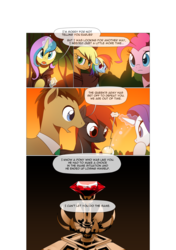 Size: 3541x5016 | Tagged: safe, artist:gashiboka, applejack, doctor whooves, pinkie pie, rainbow dash, rarity, time turner, oc, oc:firestorm, oc:gold lily, earth pony, pegasus, pony, unicorn, comic:recall the time of no return, g4, comic, crystal ball, doctor who, simple background, the moment, white background