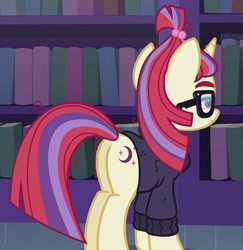 Size: 492x506 | Tagged: safe, screencap, moondancer, pony, amending fences, g4, butt, cropped, female, mare, plot, solo