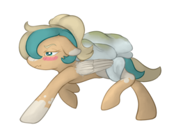 Size: 1525x1095 | Tagged: safe, edit, oc, oc only, pegasus, pony, annoyed, bedsheets, blushing, embarrassed, implied bedwetting, simple background, solo, transparent background, urine