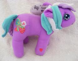 Size: 836x662 | Tagged: safe, photographer:private bubbles, sweetberry, g3, hasbro, heart, heart eyes, hunter leisure, irl, my little pony logo, photo, plushie, solo, wingding eyes