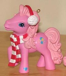 Size: 372x429 | Tagged: safe, photographer:tradertif, pinkie pie (g3), g3, christmas, clothes, earmuffs, irl, merchandise, ornament, photo, scarf, solo