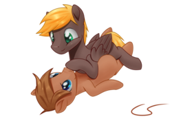 Size: 1024x722 | Tagged: safe, artist:cyanspark, oc, oc only, oc:lapsus, oc:shutter, earth pony, pegasus, pony, cute, simple background, transparent background