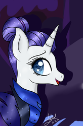 Size: 1976x3008 | Tagged: safe, artist:yulianapie26, rarity, pony, unicorn, g4, the cutie re-mark, alternate timeline, armor, armorarity, female, mare, night maid rarity, nightmare takeover timeline, open mouth, profile, shadow, solo