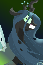 Size: 2960x4392 | Tagged: safe, artist:glitterstar2000, queen chrysalis, changeling, changeling queen, g4, to where and back again, female, gritted teeth, scowl, signature, solo