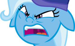 Size: 14178x8788 | Tagged: safe, artist:cyanlightning, trixie, pony, unicorn, g4, to where and back again, .svg available, absurd resolution, angry, ears back, female, simple background, solo, transparent background, vector