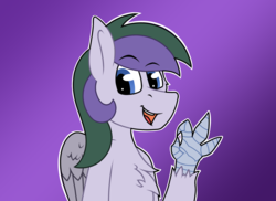Size: 2000x1455 | Tagged: safe, artist:koonzypony, oc, oc only, oc:vintage collection, hippogriff, original species, bust, chest fluff, portrait, simple background, smiling, talons, wings
