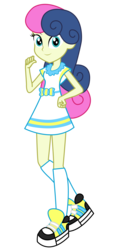 Size: 2400x5200 | Tagged: safe, artist:razethebeast, bon bon, sweetie drops, equestria girls, g4, clothes, dress, female, looking at you, shoes, simple background, sneakers, solo, transparent background, vector