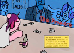 Size: 1464x1048 | Tagged: safe, artist:unity, princess flurry heart, shining armor, oc, oc:marker pony, human, g4, hasbro, lucifer hasbro, mlpg, parody, ponified, transmetropolitan