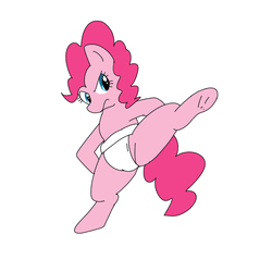 Size: 800x800 | Tagged: safe, artist:kushina13, pinkie pie, earth pony, pony, g4, bipedal, female, kicking, mawashi, simple background, solo, sumo, white background