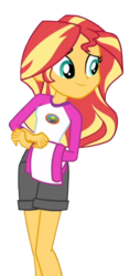 Size: 438x926 | Tagged: safe, artist:mira.veike, sunset shimmer, equestria girls, g4, my little pony equestria girls: legend of everfree, clothes, female, shirt, shorts, simple background, solo, transparent background