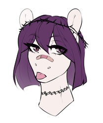 Size: 895x1073 | Tagged: safe, oc, oc only, bandaid, bandaid on nose, bust, mlem, portrait, solo, tongue out