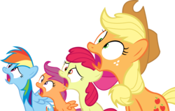 Size: 14170x8934 | Tagged: safe, artist:cyanlightning, apple bloom, applejack, rainbow dash, scootaloo, g4, sleepless in ponyville, .svg available, absurd resolution, hat, shocked, simple background, transparent background, vector