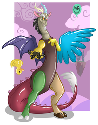 Size: 976x1242 | Tagged: safe, artist:bigblueraptor, discord, g4, balloon, discord balloon, inflatable, inflatable toy, latex, living toy, looking at you, male, pool toy, pvc, rubber, rubber duck, shiny, solo