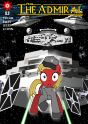 Size: 1240x1754 | Tagged: safe, artist:christhes, oc, oc only, pony, comic, cover art, crossover, spaceship, star destroyer, star mares, star wars