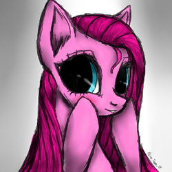 Size: 1300x1300 | Tagged: safe, artist:alicetam, pinkie pie, earth pony, pony, g4, blushing, bust, female, pinkamena diane pie, portrait, solo