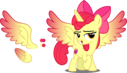 Size: 4000x2300 | Tagged: safe, artist:orin331, apple bloom, alicorn, pony, g4, bloomicorn, colored wings, cutie mark, female, filly, gradient wings, simple background, solo, the cmc's cutie marks, transparent background, vector, xk-class end-of-the-world scenario