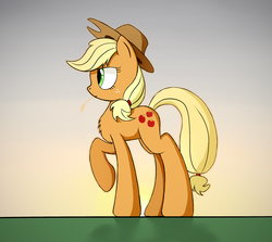 Size: 2840x2529 | Tagged: safe, artist:renderpoint, applejack, g4, chest fluff, female, high res, raised hoof, solo, straw