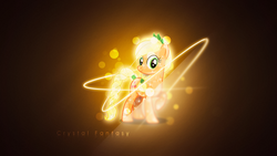 Size: 1920x1080 | Tagged: safe, artist:infinitewarlock, artist:minhbuinhat99, applejack, crystal pony, earth pony, pony, g4, alternate hairstyle, crystallized, female, glowing, looking at you, mare, missing accessory, raised hoof, simple, solo, vector, wallpaper