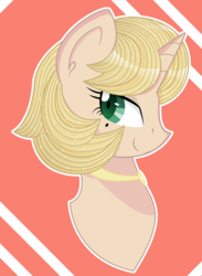 Size: 4092x5581 | Tagged: safe, artist:antoniio11, oc, oc only, oc:ainy needle, pony, unicorn, absurd resolution, bust, collar, on side, smiling, solo, vector